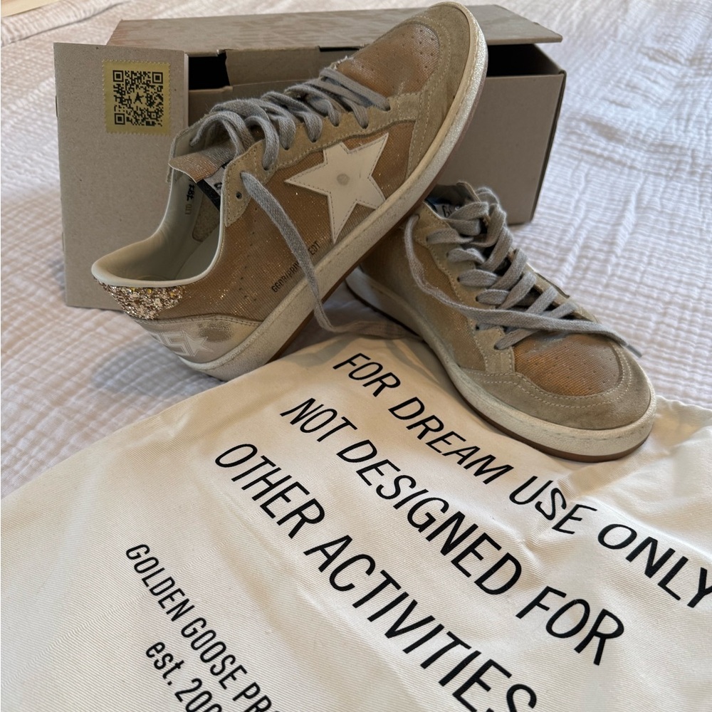 Golden Goose Beige Sneakers with Star Detail